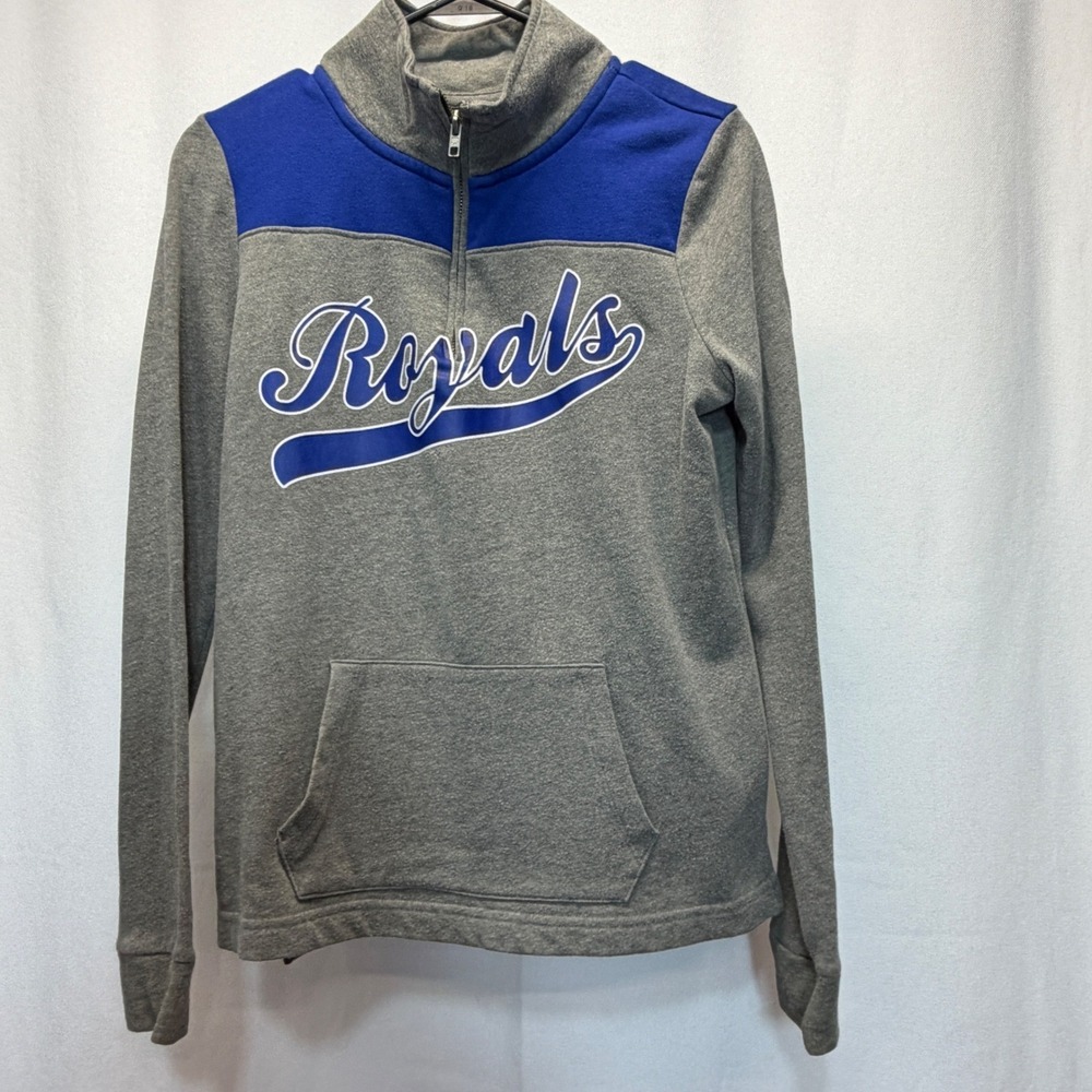 Kansas City Royals MLB PINK Victoria's Secret Pullover Women XS Gray Quarter Zip